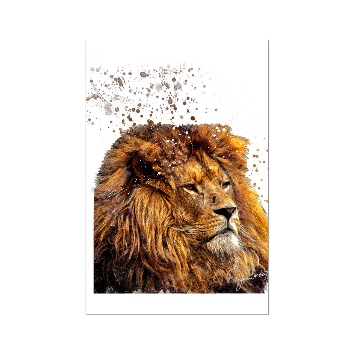 Lion Splatter Brush Artwork Fine Art Print