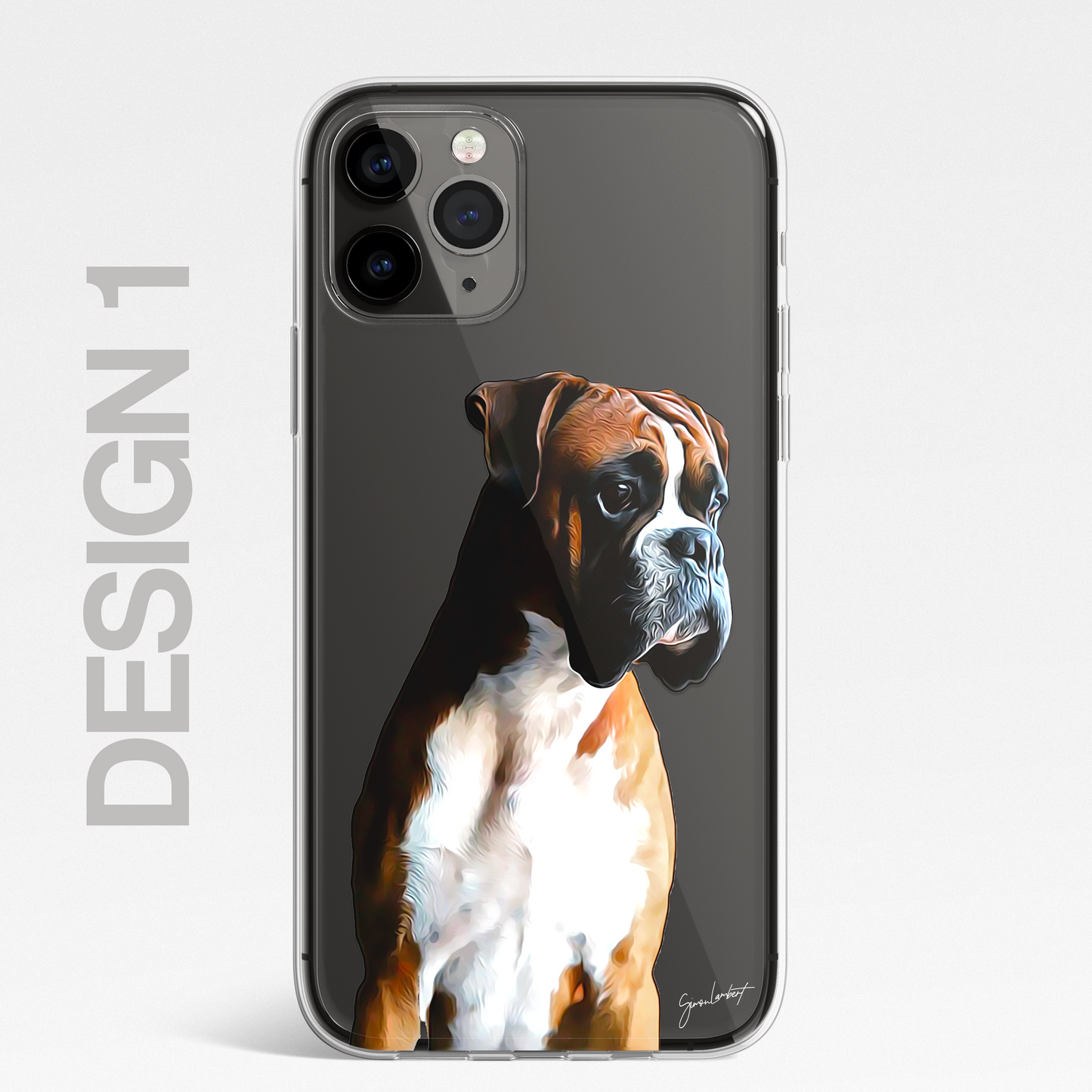 Boxer Dog Phone Case Painting Effect CLEAR Cover Case for iPhone 14 13 12 Pro +