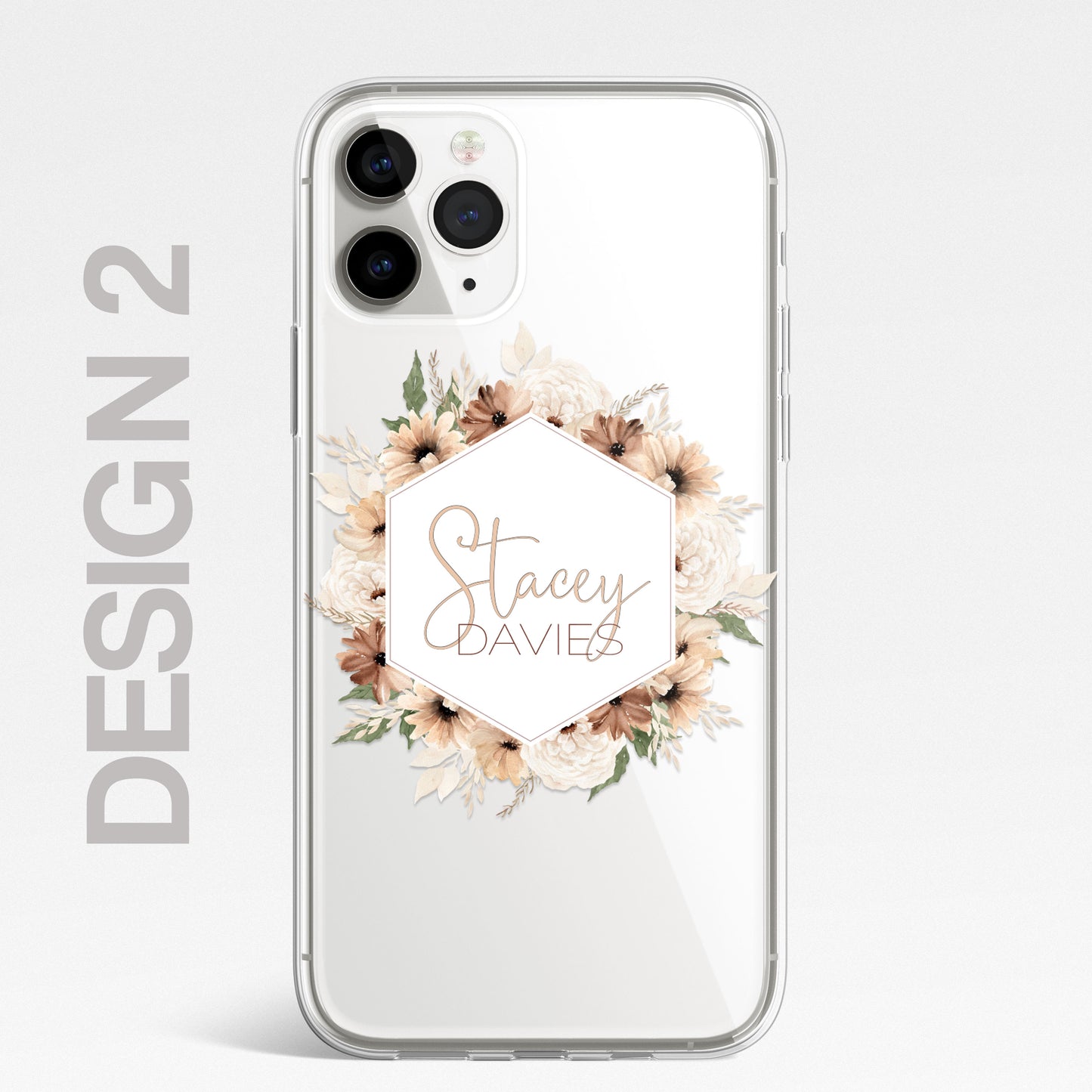 Personalised Floral Autumn Custom CLEAR Cover Case Flower for iPhone 14 13 12