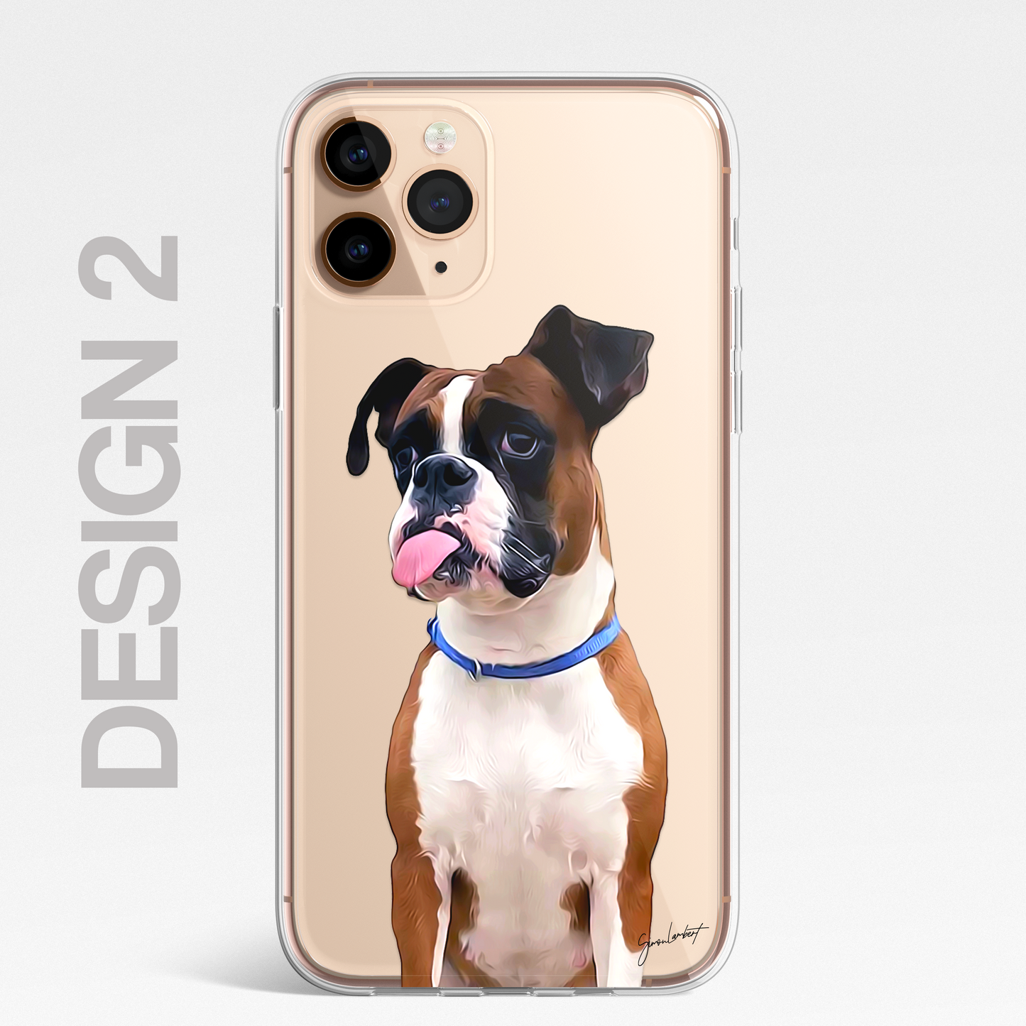 Boxer Dog Phone Case Painting Effect CLEAR Cover Case for iPhone 14 13 12 Pro +