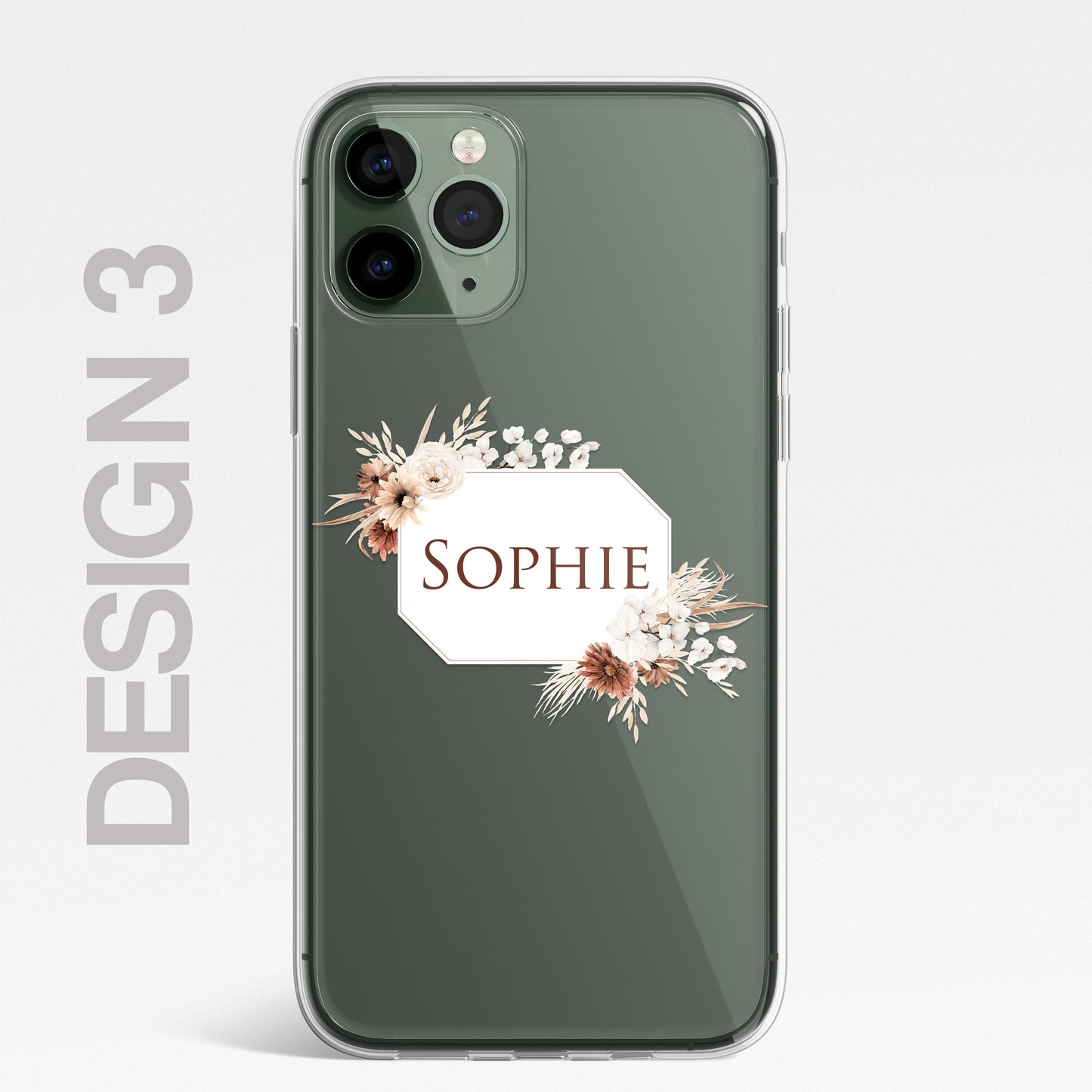 Personalised Floral Autumn Custom CLEAR Cover Case Flower for Samsung S21 S22