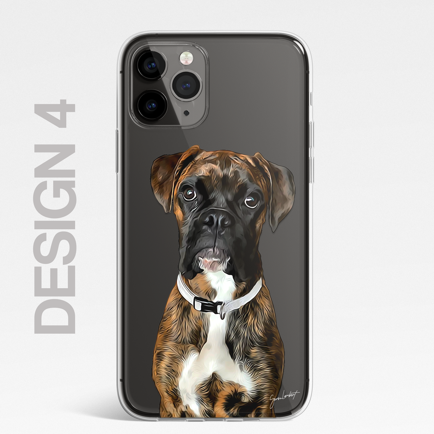 Boxer Dog Phone Case Painting Effect CLEAR Cover Case for iPhone 14 13 12 Pro +