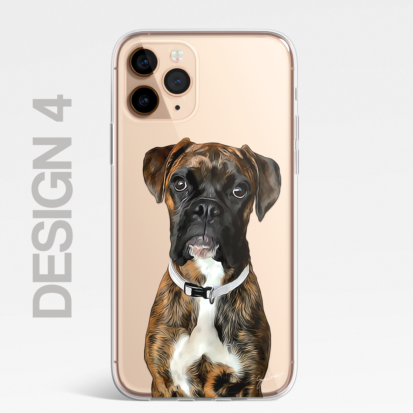 Boxer Dog Phone Case Painting Effect CLEAR Cover Case for iPhone 14 13 12 Pro +