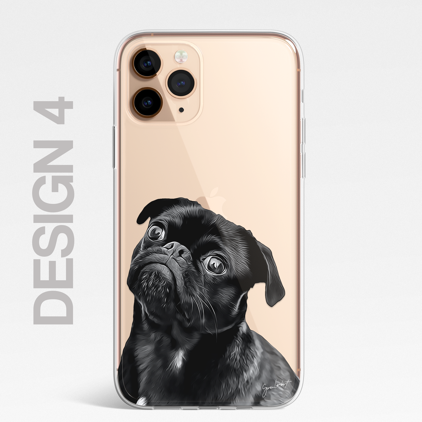 Pug Cute Dog Phone Case Painting CLEAR Phone Cover Case for iPhone 14 13 12 +