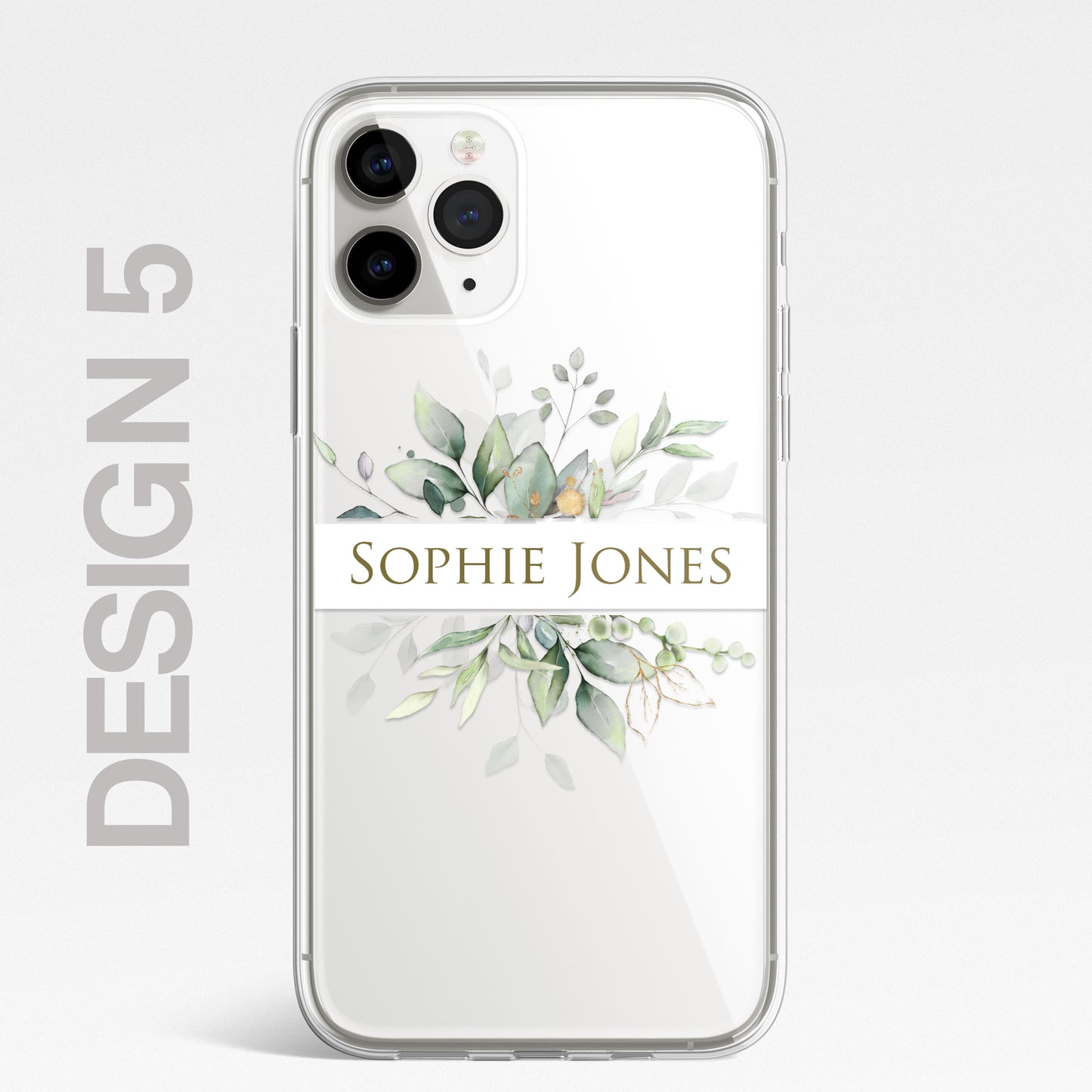 Personalised Floral Botanic Custom CLEAR Cover Case Flower for iPhone 14 12 11