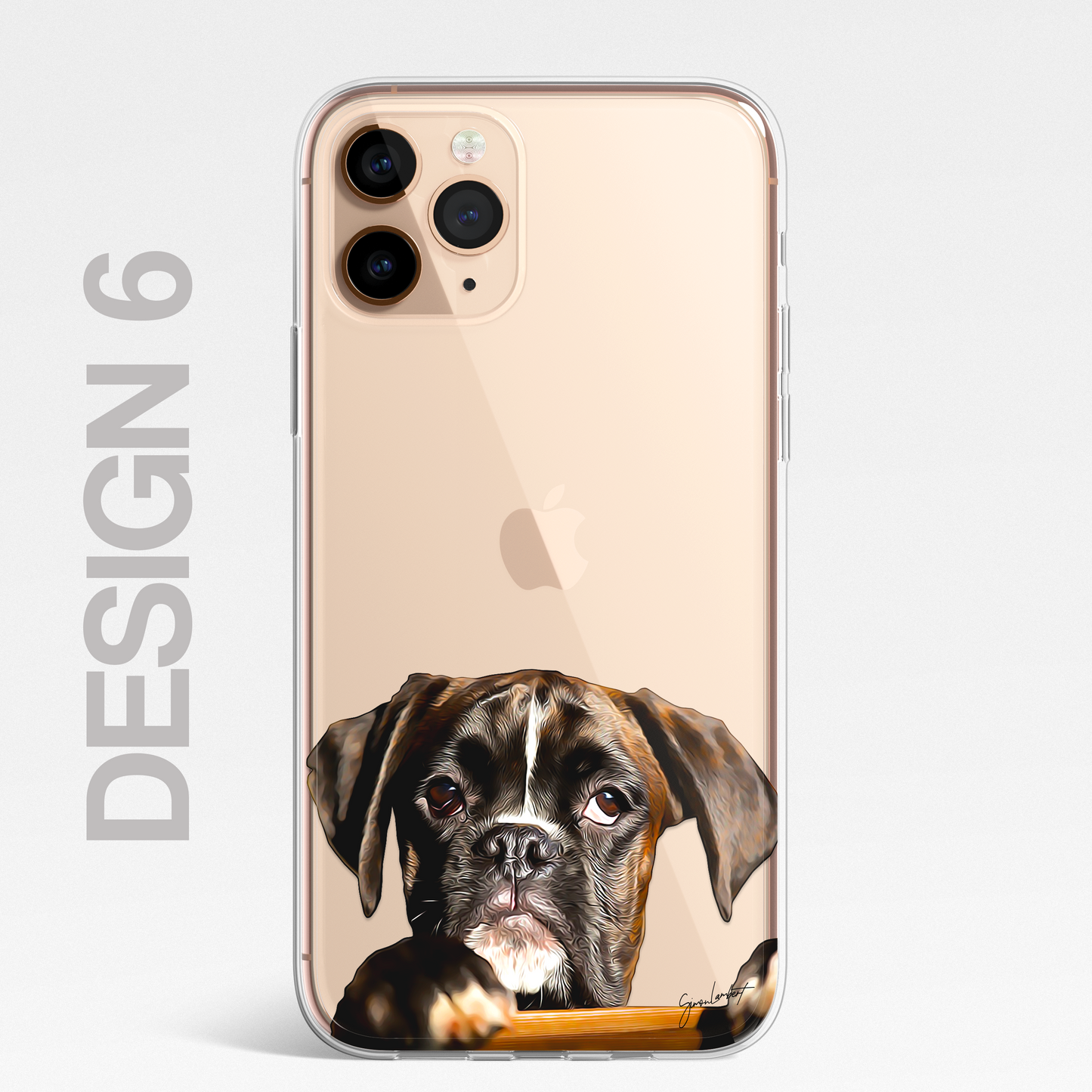 Boxer Dog Phone Case Painting Effect CLEAR Cover Case for iPhone 14 13 12 Pro +