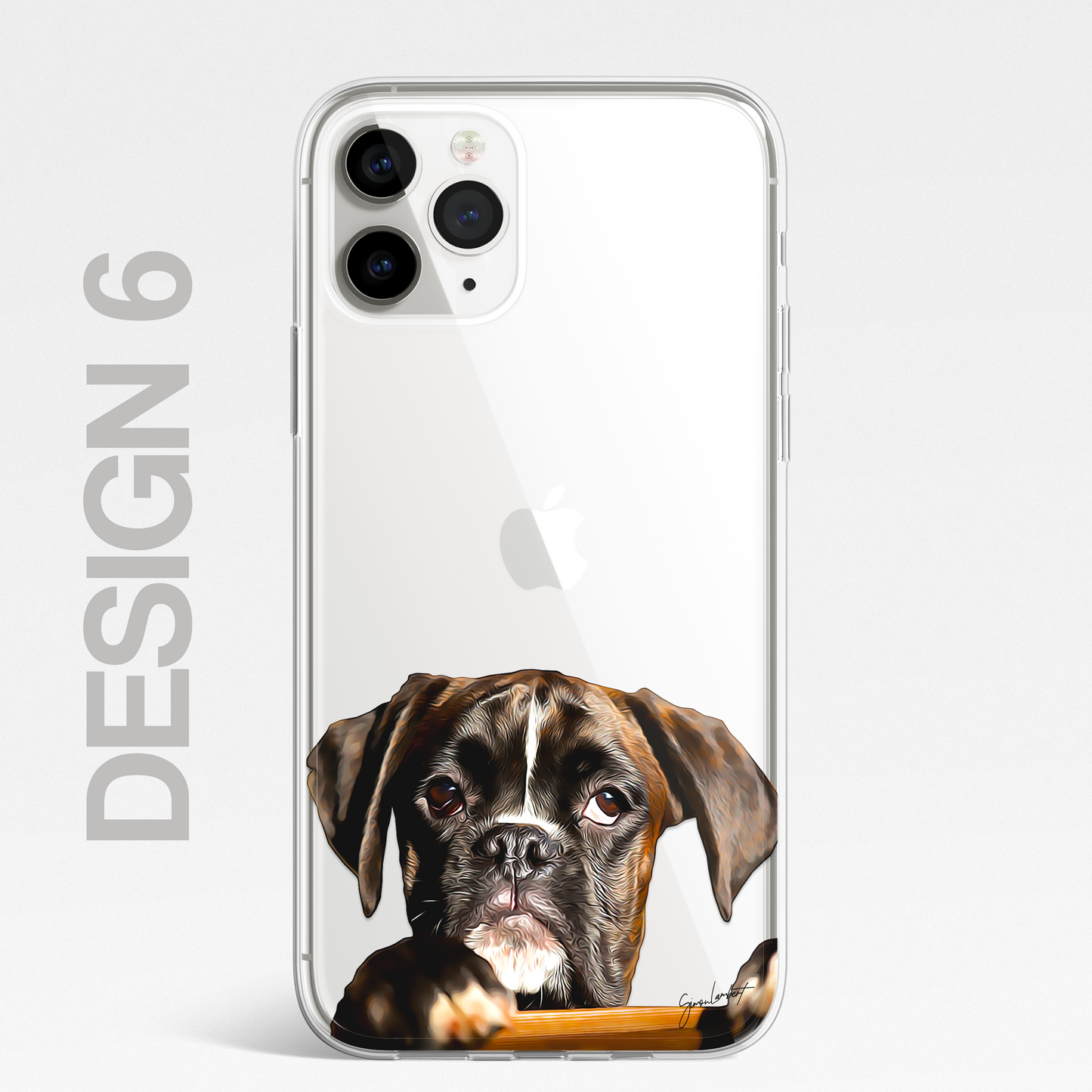 Boxer Dog Phone Case Painting Effect CLEAR Cover Case for iPhone 14 13 12 Pro +