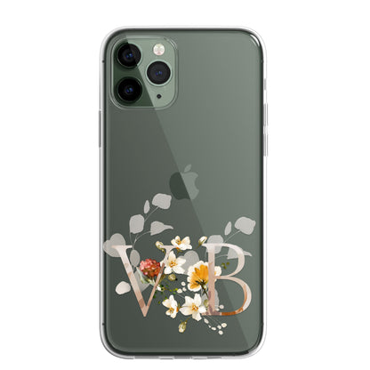 Personalised Floral CLEAR Phone Cover Case Custom For iPhone 14 Pro Max Plus +