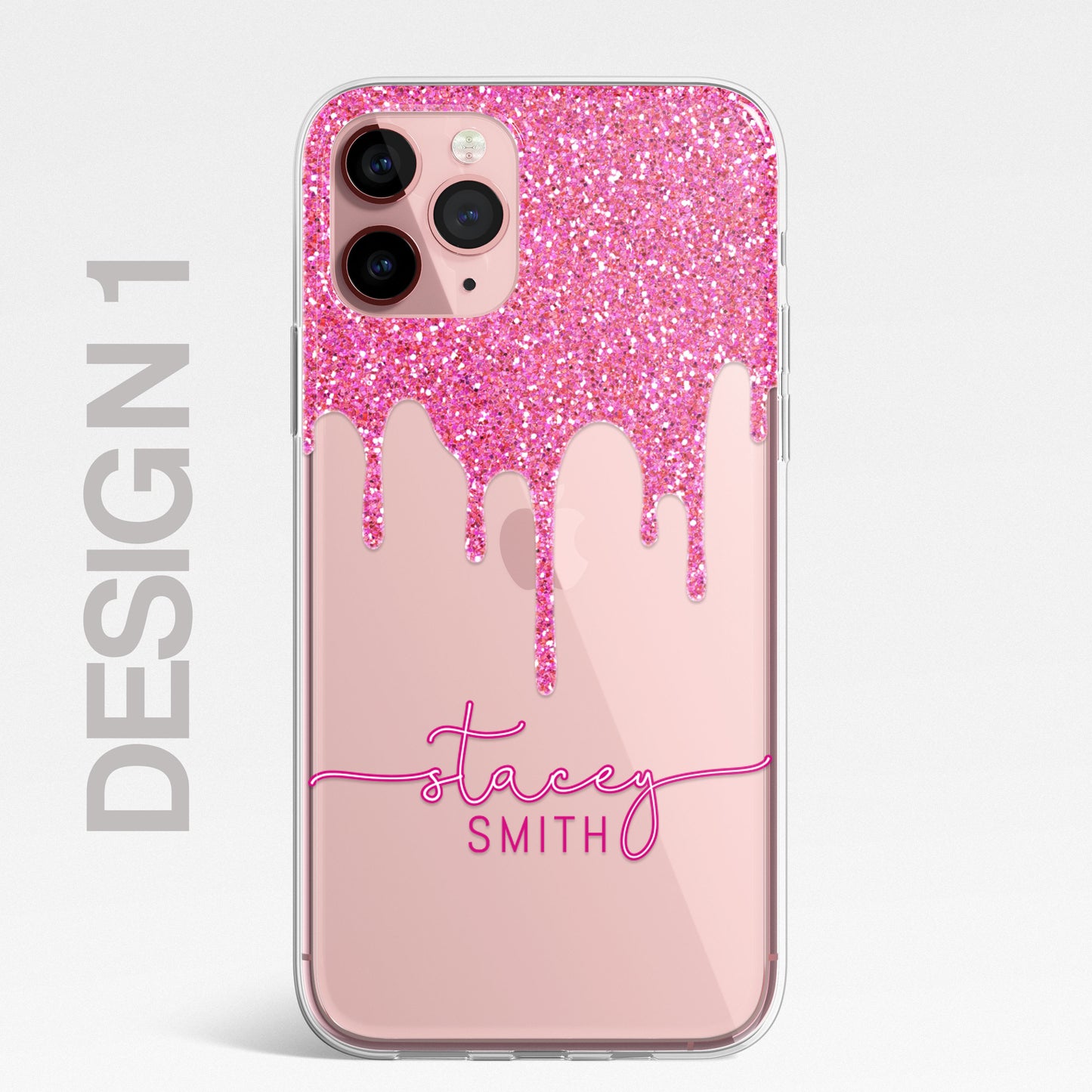 Personalised CLEAR Glitter Paint Candy Phone Cover Case For iPhone 13 12 Pro Max