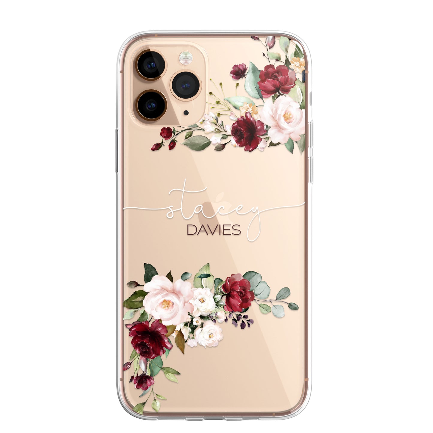 Personalised Floral CLEAR Phone Cover Case Custom For iPhone 13 Pro Max Mini +