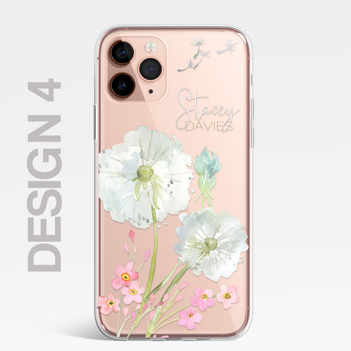 Personalised Floral Dandelions Custom CLEAR Cover Case Flower for Samsung S21 S2