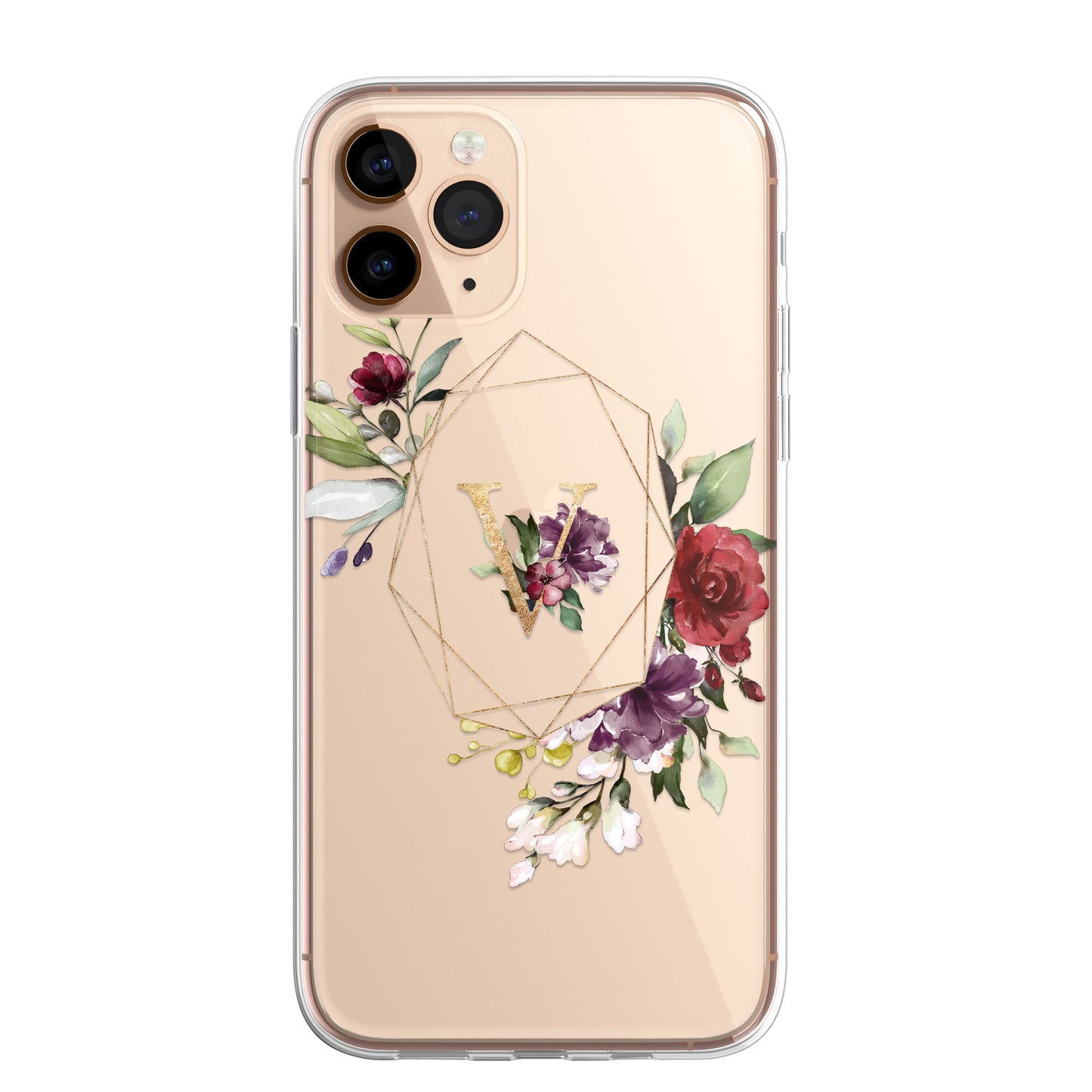 Personalised Floral CLEAR Phone Cover Case Custom For iPhone 12 Pro Max Mini +