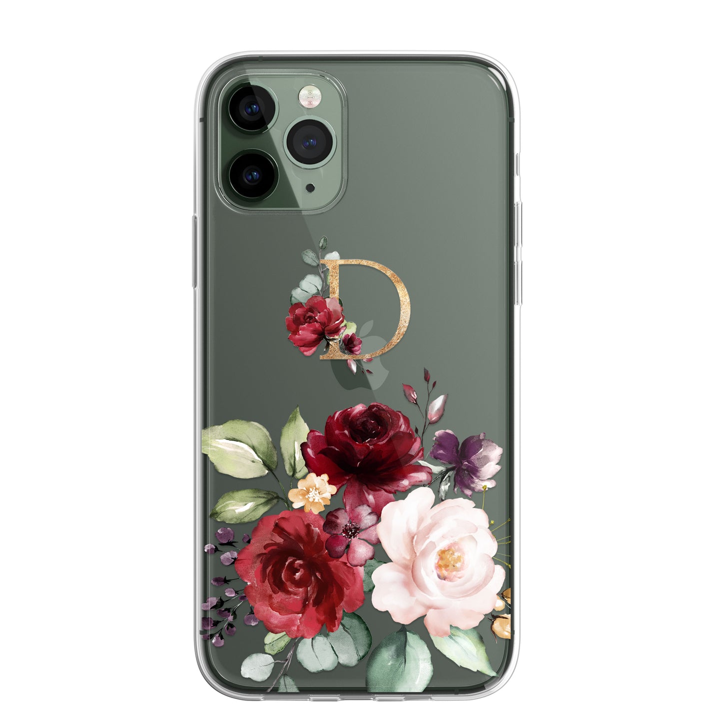 Personalised Floral CLEAR Phone Cover Case Custom For iPhone 12 Pro Max Mini +