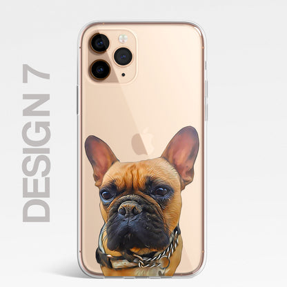 Bulldog French British Dog PET Portrait CLEAR Phone Cover Case for iPhone 14 13+