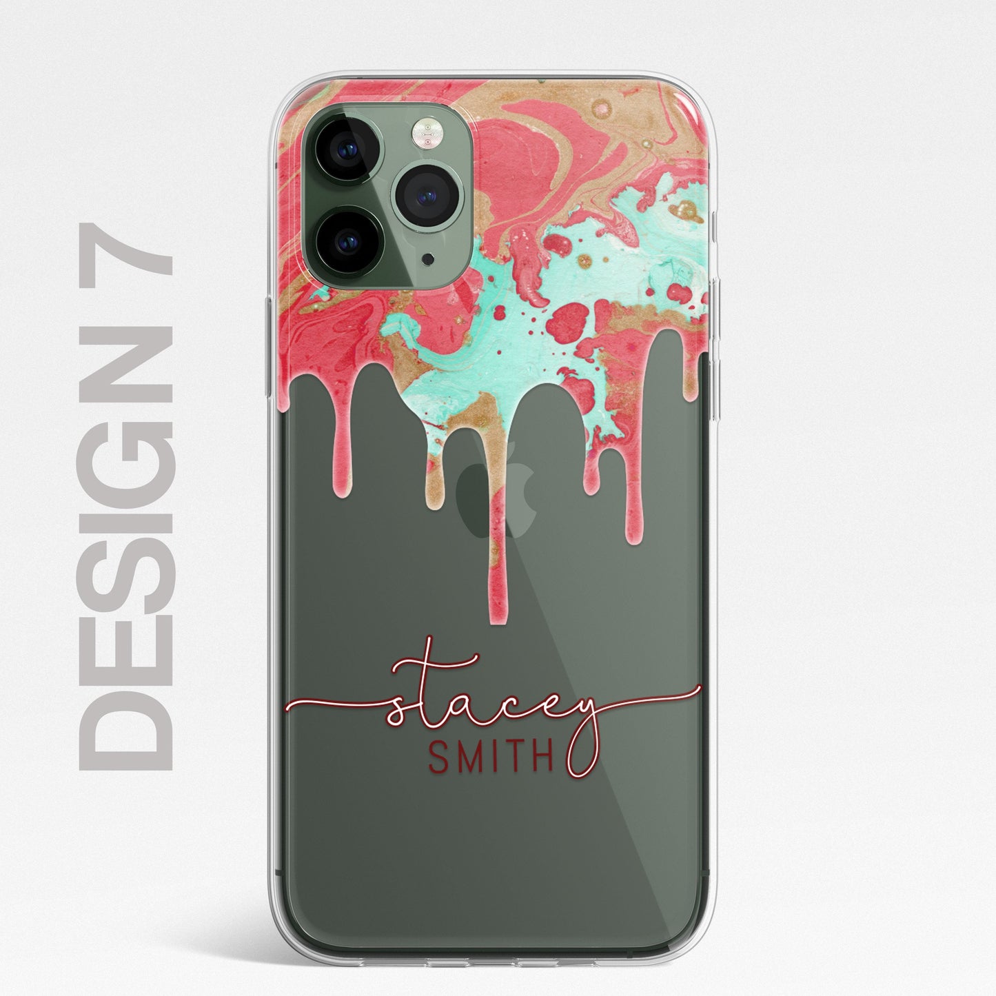 Personalised CLEAR Marble Paint Candy Phone Cover Case For Samsung Galaxy S20 21