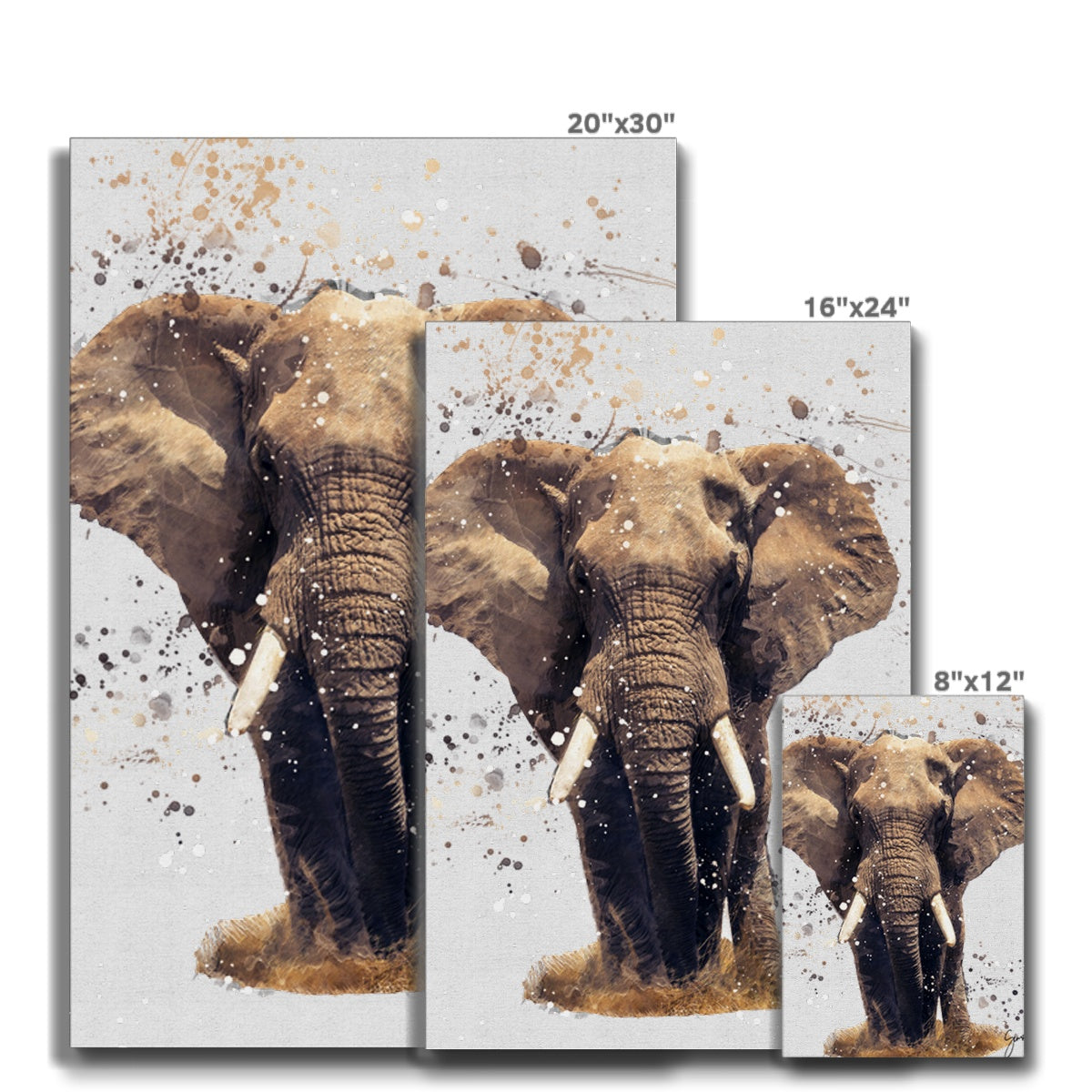 African Elephant Splatter Brush Artwork Eco Canvas