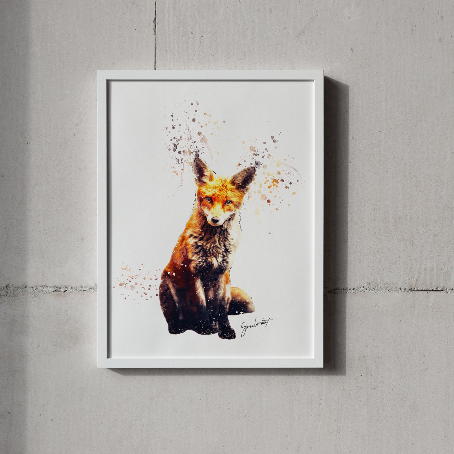 Fox Portrait Splatter Style Artwork Fine Art Print (Unframed)