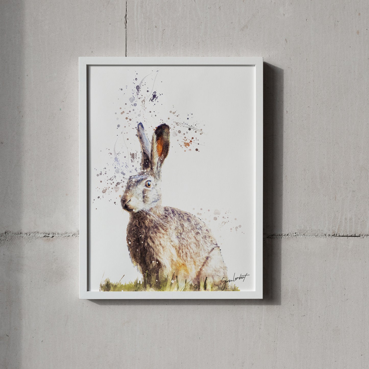 Hare Portrait Splatter Style Artwork Fine Art Print (Unframed)