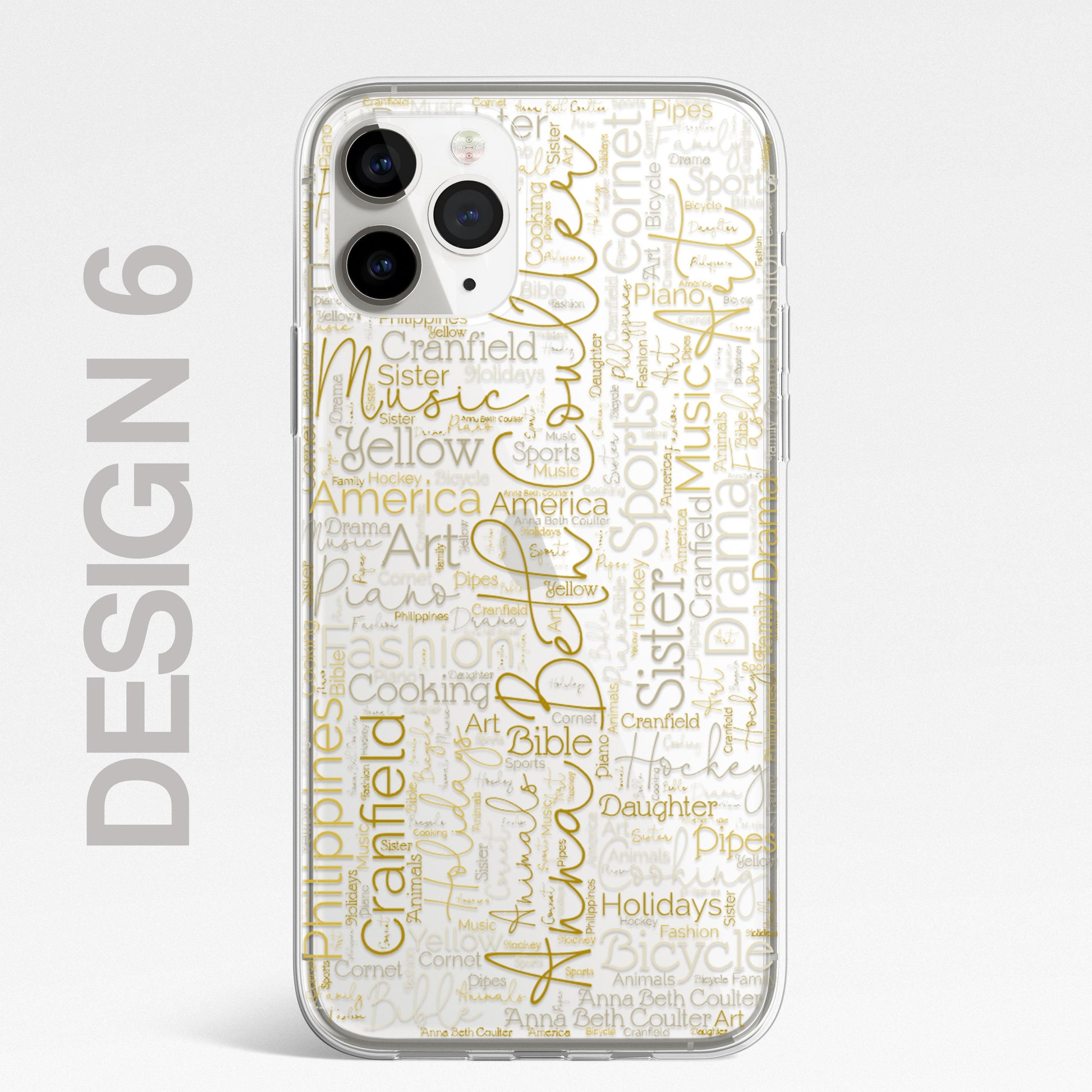 Personalised Word Art Script 3 Names Initials Custom Silicone CLEAR Phone Case Cover Custom iPhone 11 XR Max Plus Pro Samsung Galaxy Wordle