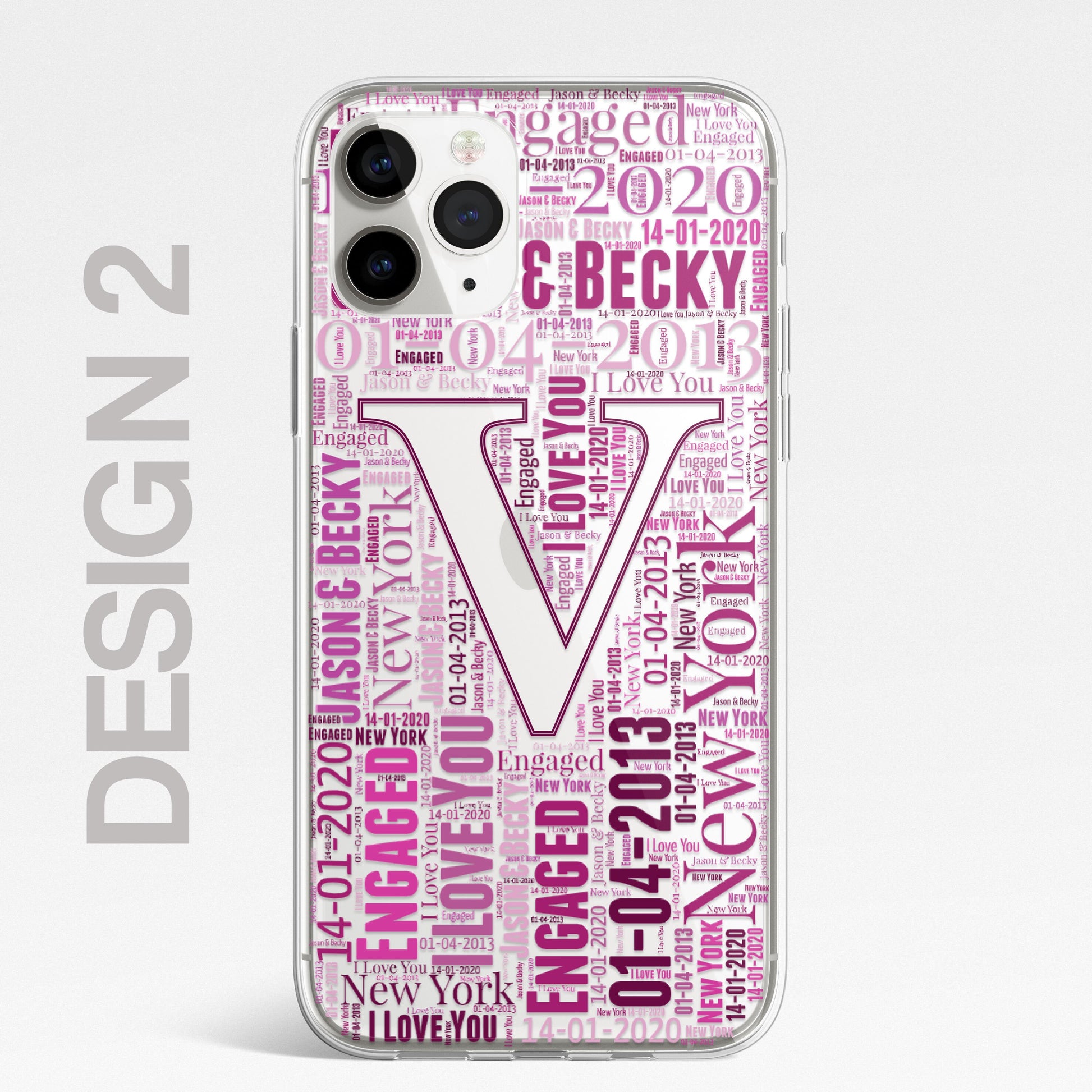 Personalised Initials Custom Silicone CLEAR Phone Case Cover Monogram Word Art Pretty Gold iPhone 11 12 XS XR Plus Pro Samsung Galaxy