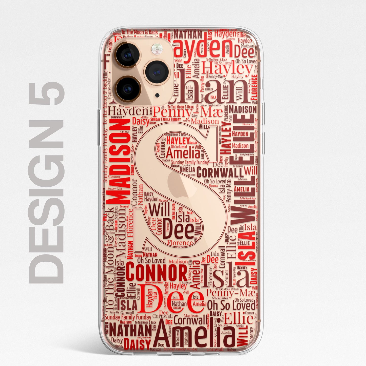 Personalised Initials Custom Silicone CLEAR Phone Case Cover Monogram Word Art Pretty Gold iPhone 11 12 XS XR Plus Pro Samsung Galaxy