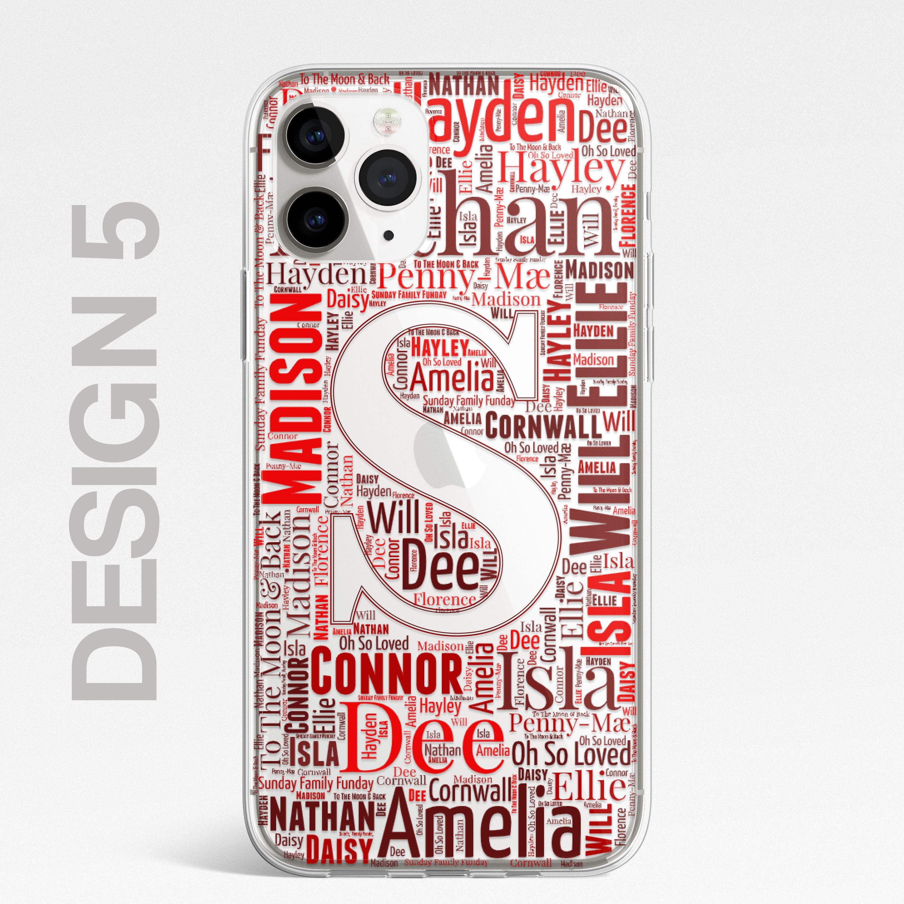 Personalised Word Art WORDLE3 Custom CLEAR Phone Case Cover for