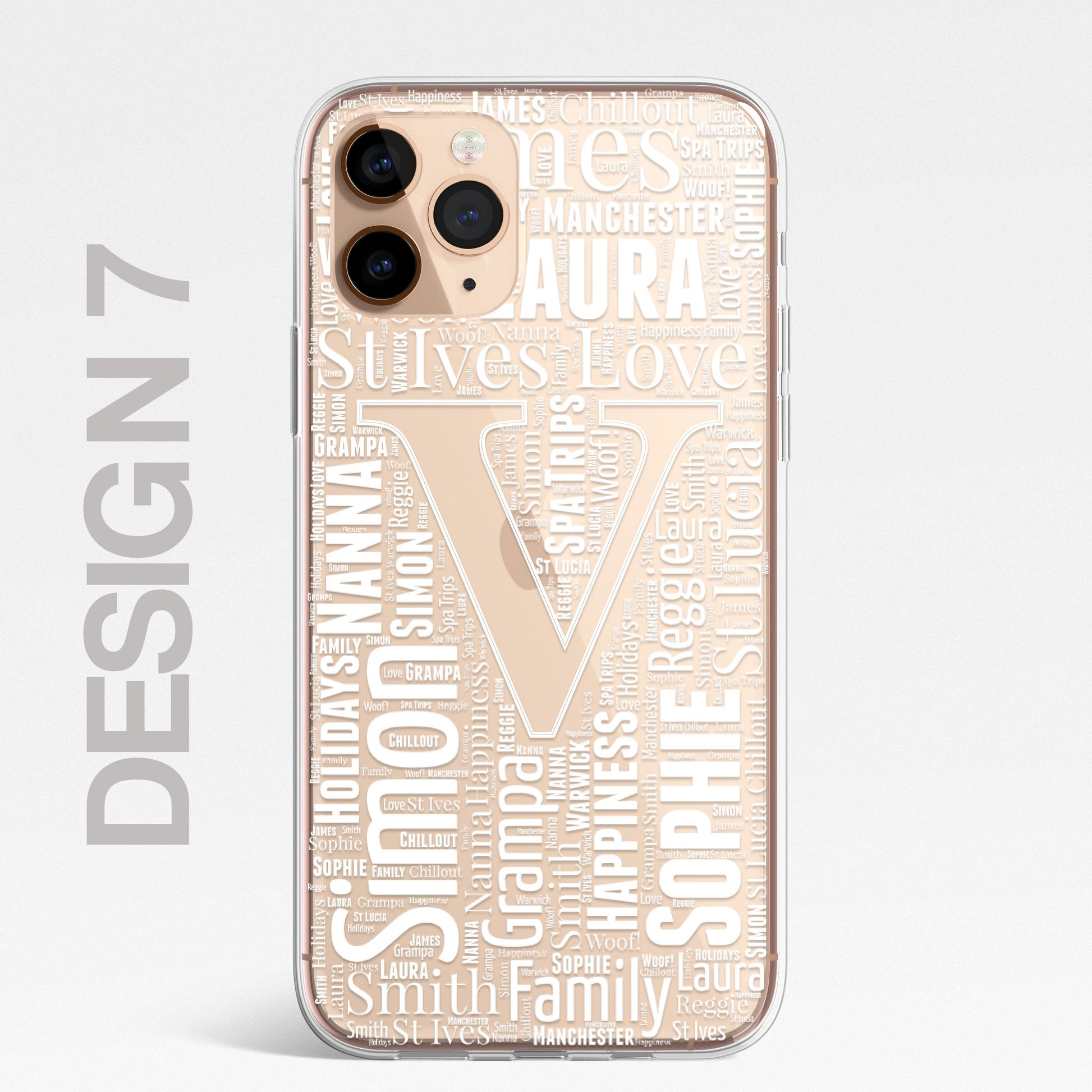 Personalised Initials Custom Silicone CLEAR Phone Case Cover Monogram Word Art Pretty Gold iPhone 11 12 XS XR Plus Pro Samsung Galaxy