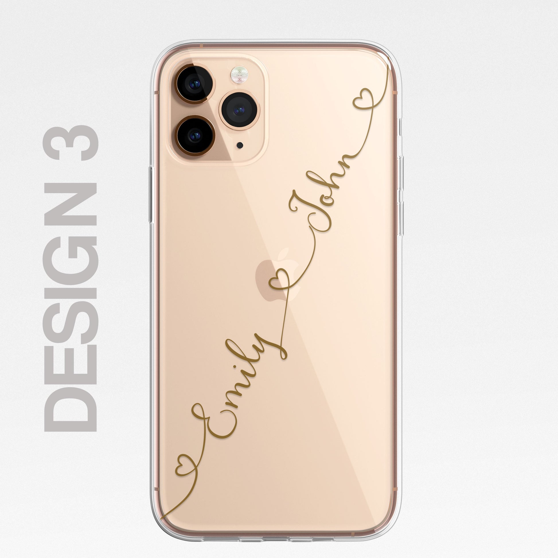 iPhone Case Personalised Heart Script Custom Silicone CLEAR Phone Cover Cursive Pretty for iPhone and Samsung