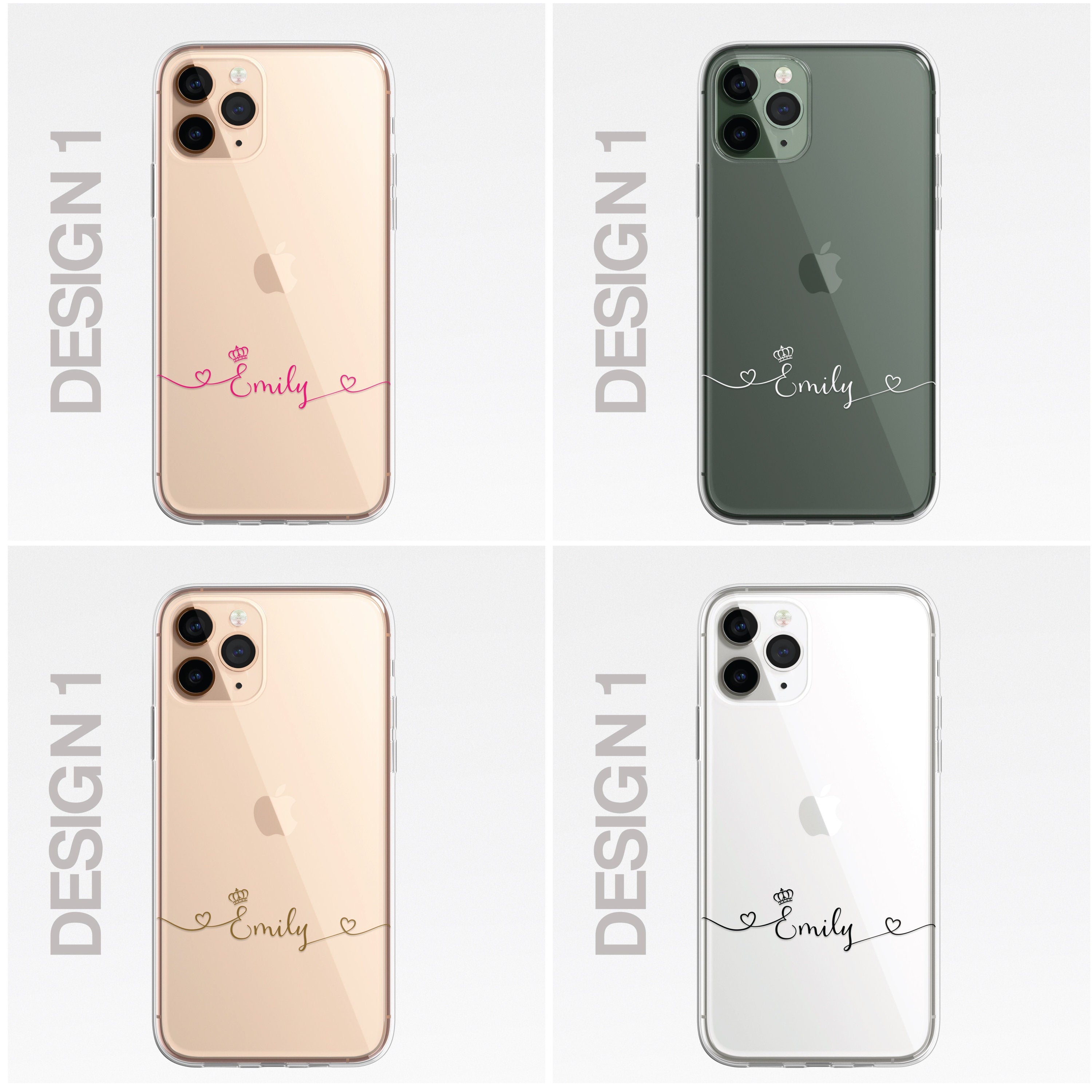 Personalised Phone Case Heart Script Custom CLEAR Phone Cover for iPhone 14 Pro