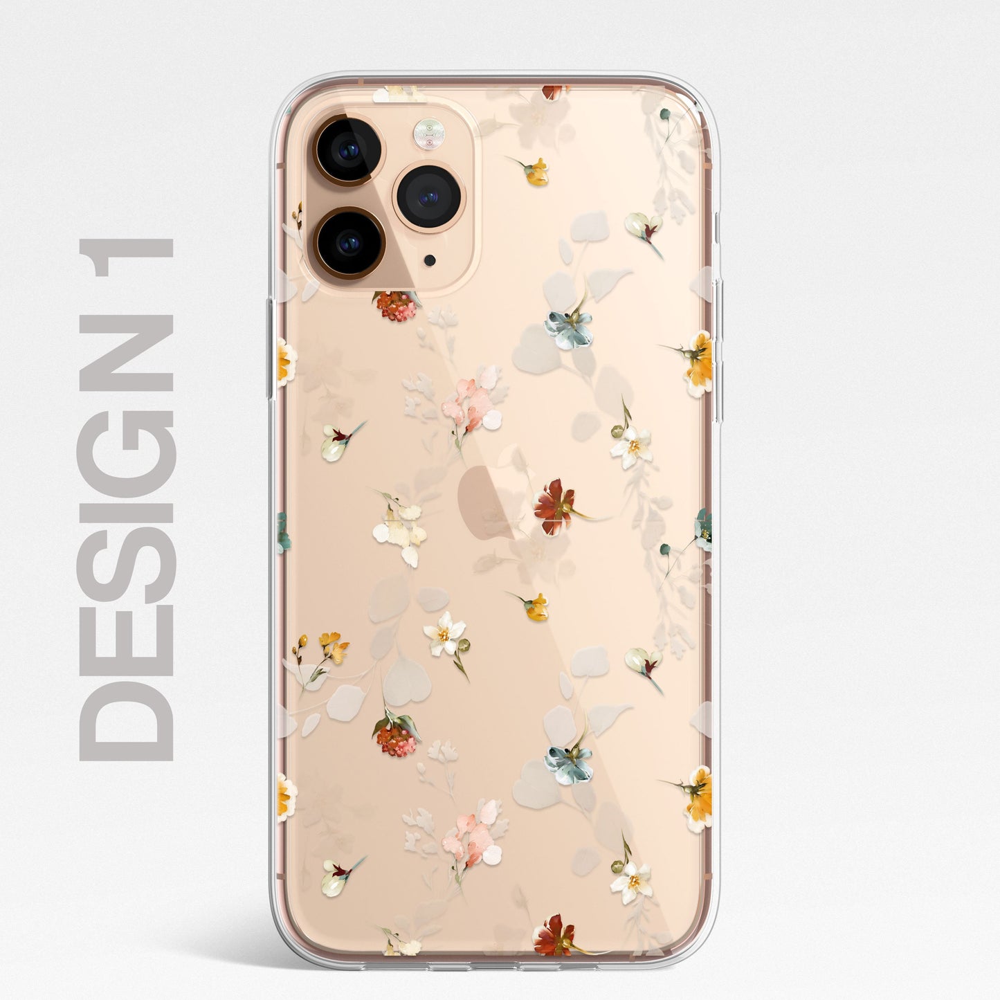 Personalised Floral iPhone Custom Silicone CLEAR Phone Case Cover Flowers English Roses Gold iPhone 11 XS XR Max Plus Pro Samsung Galaxy