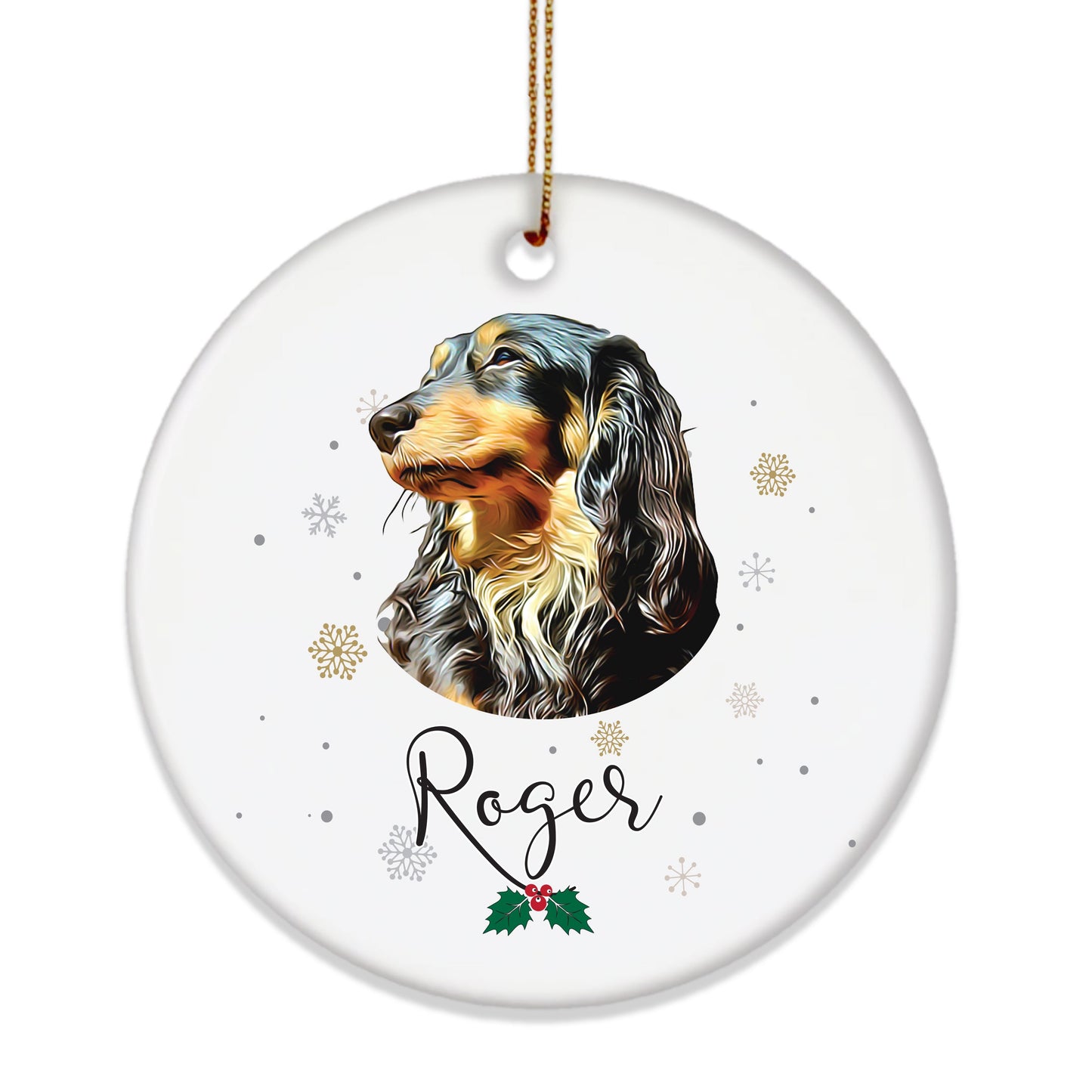 Personalised Pet Portrait Christmas Decoration - Dog Cat Custom Xmas Ceramic Disc Keepsake - TWO Sided Print option.