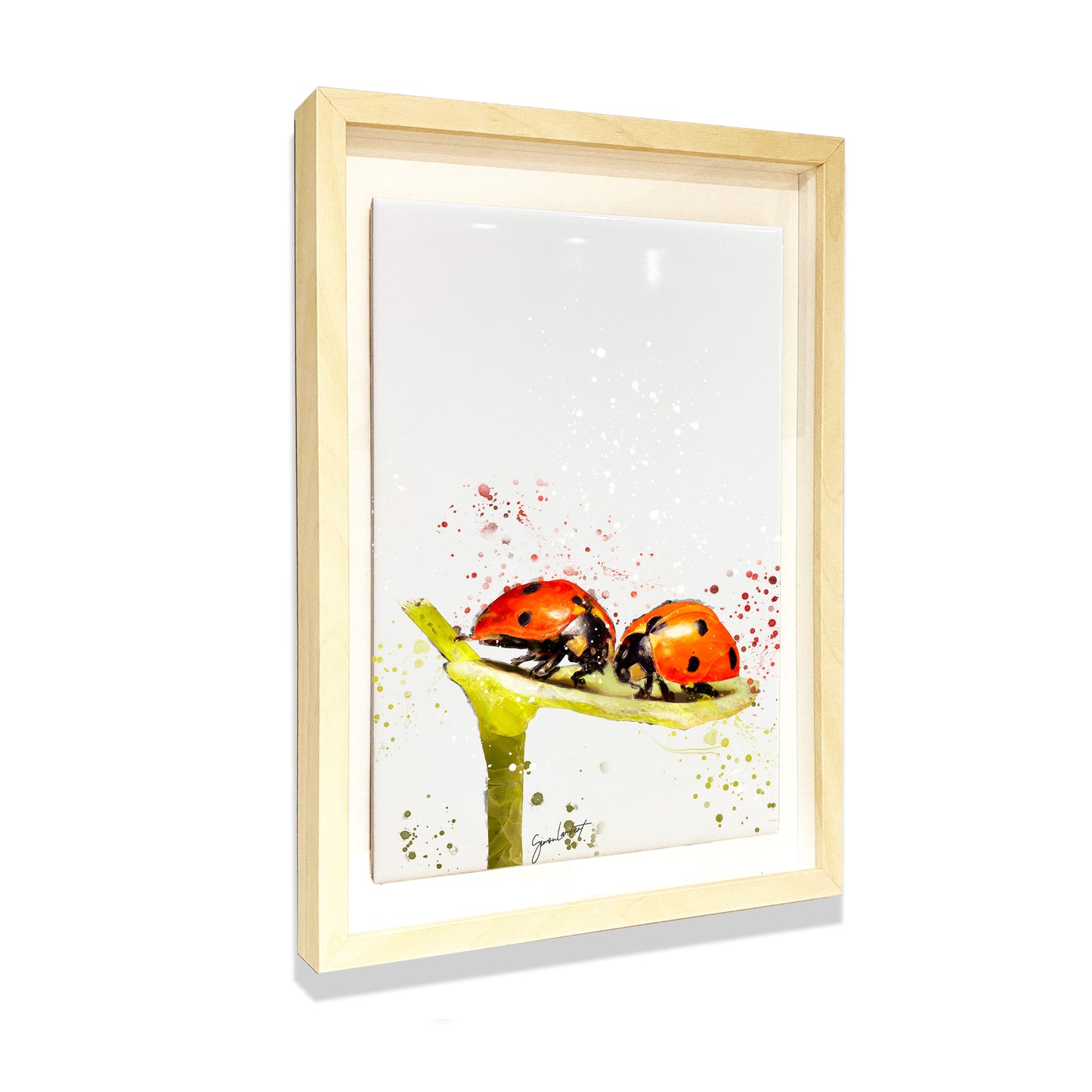 Ladybird Portrait Brush Splatter Style Artwork - Framed CERAMIC TILE Art