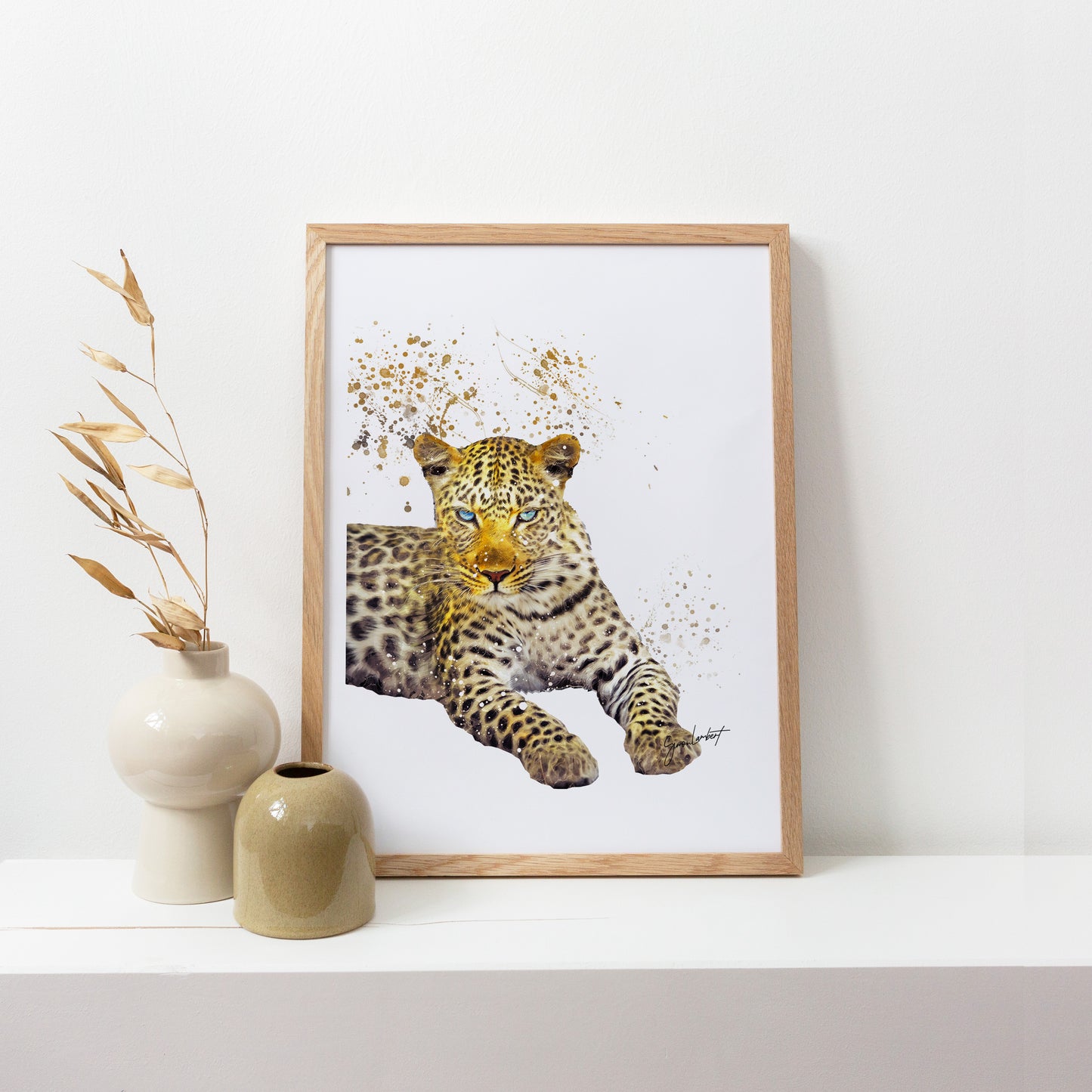 Leopard Portrait Splatter Style Artwork Fine Art Print (Unframed)