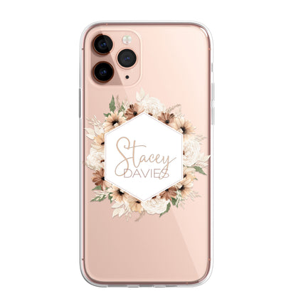 Personalised Floral Autumn Custom CLEAR Cover Case Flower for Samsung S21 S22