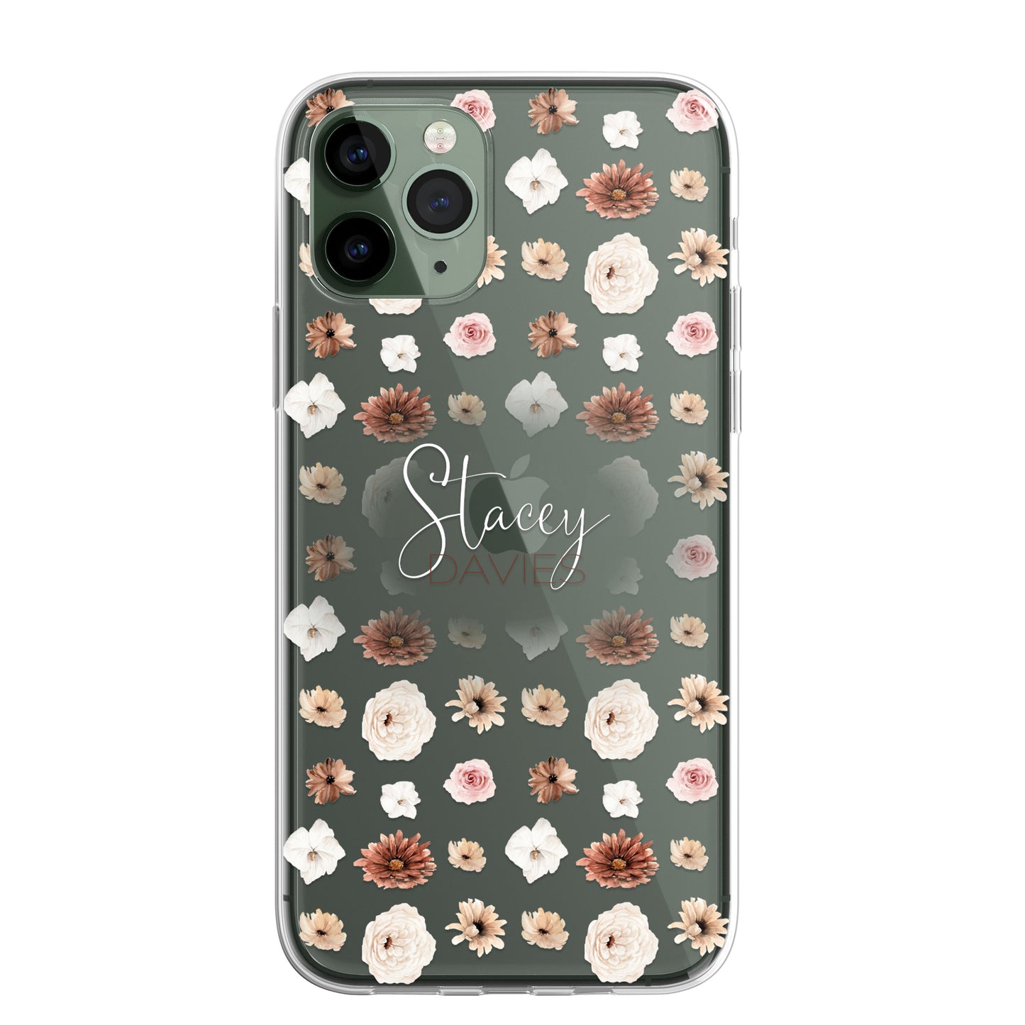 Personalised Floral Autumn Custom CLEAR Cover Case Flower for iPhone 14 13 12