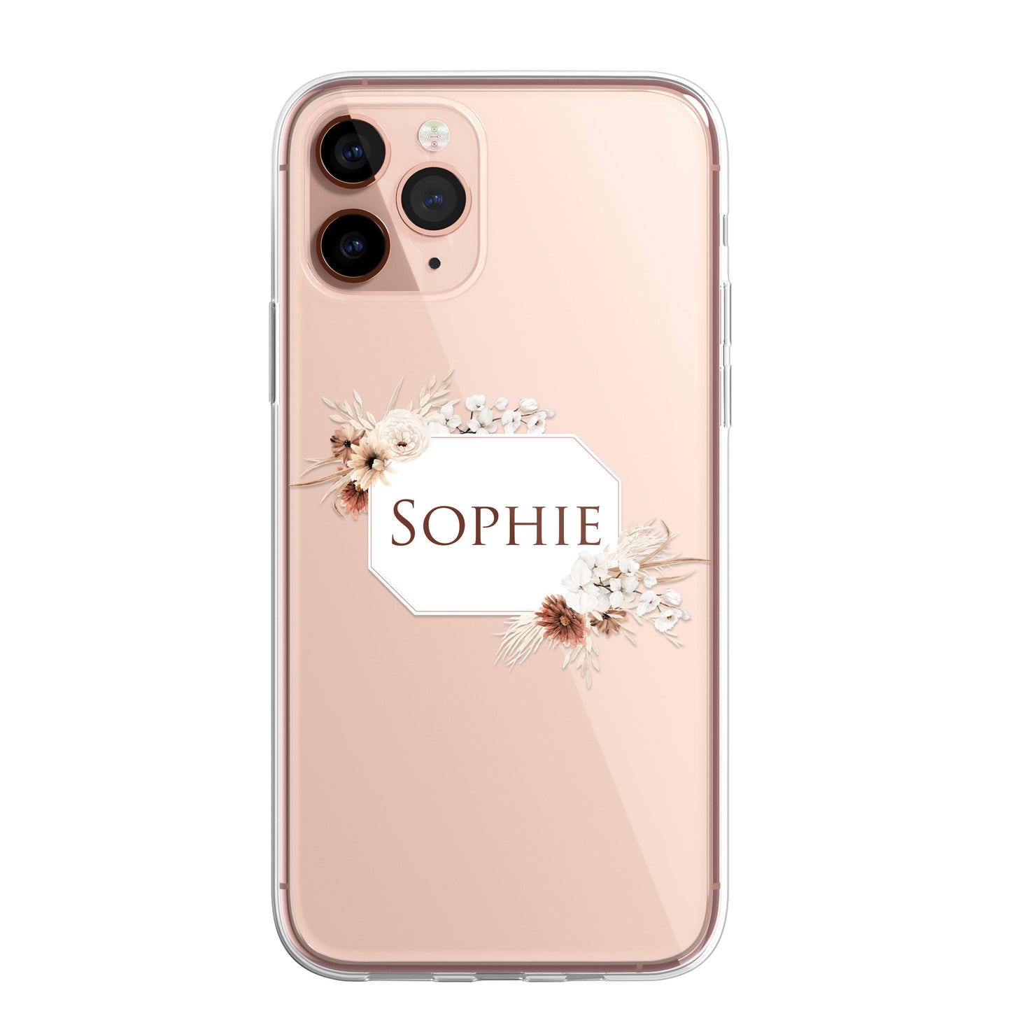 Personalised Floral Autumn Custom CLEAR Cover Case Flower for Samsung S21 S22