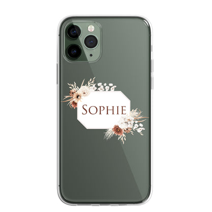 Personalised Floral Autumn Custom CLEAR Cover Case Flower for Samsung S21 S22
