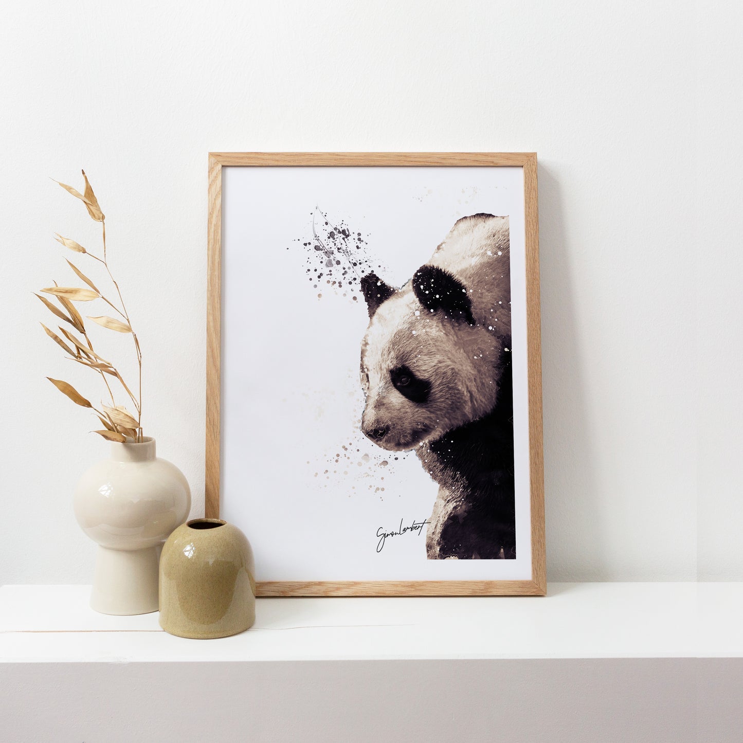 Panda Portrait Splatter Style Artwork Fine Art Print (Unframed)