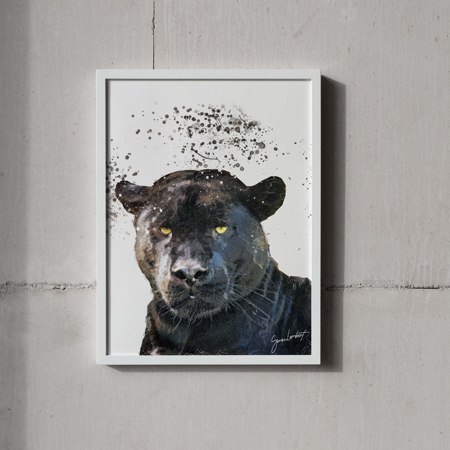 Panther Portrait Splatter Style Artwork Fine Art Print (Unframed)