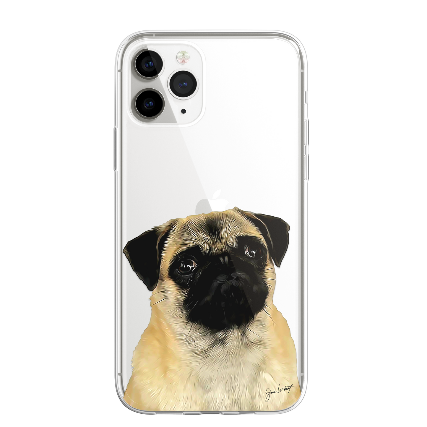 Pug Cute Dog Phone Case Painting CLEAR Phone Cover Case for iPhone 14 13 12 +