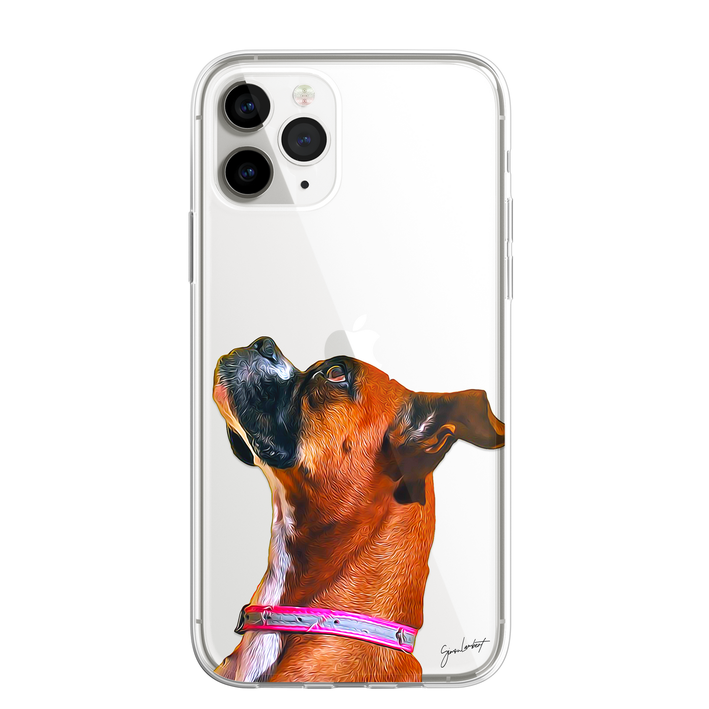 Boxer Dog Phone Case Painting Effect CLEAR Cover Case for iPhone 14 13 12 Pro +