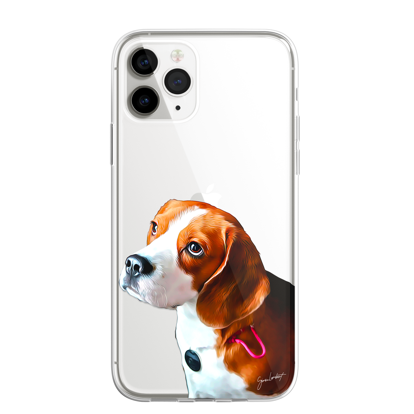 Beagle Dog Phone Case Painting Effect CLEAR Cover Case for iPhone 14 13 12 Pro +