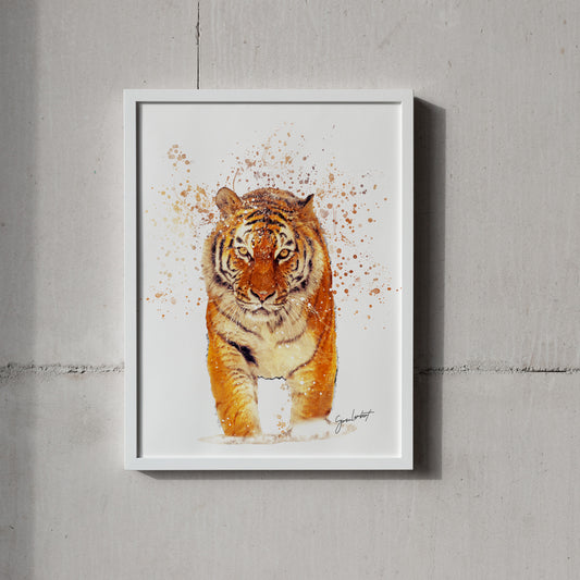 Tiger Portrait Splatter Style Artwork Fine Art Print (Unframed)