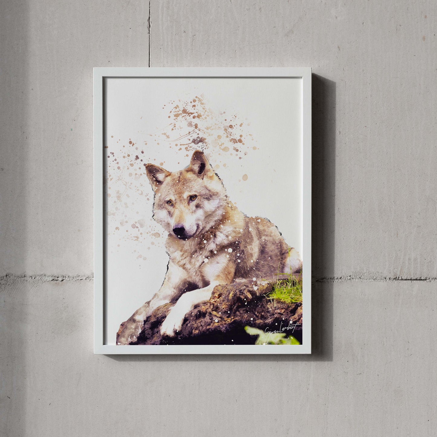 Wolf Portrait Splatter Style Artwork Fine Art Print (Unframed)