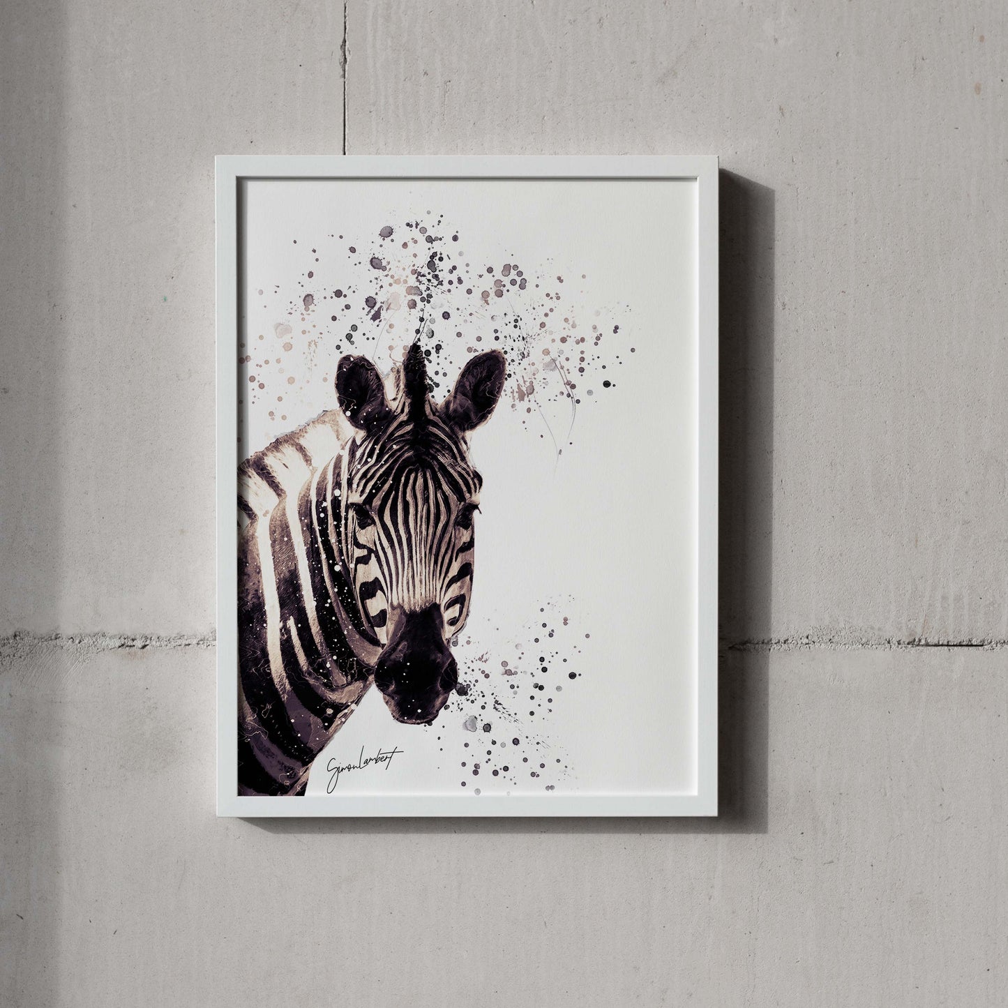 Zebra Portrait Splatter Style Artwork Fine Art Print (Unframed)
